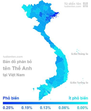 Tên Thế Anh phân bổ nhiều nhất tại Quảng Ninh, Hưng Yên và Hà Nam.