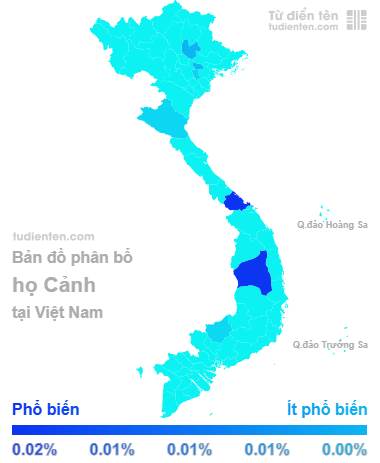 Họ Cảnh phân bổ chủ yếu tại Thừa Thiên Huế, Gia Lai và Thái Nguyên.